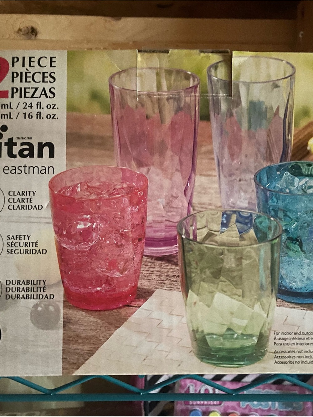 Colored Glass Tumbler Set - Pink, Green, Blue